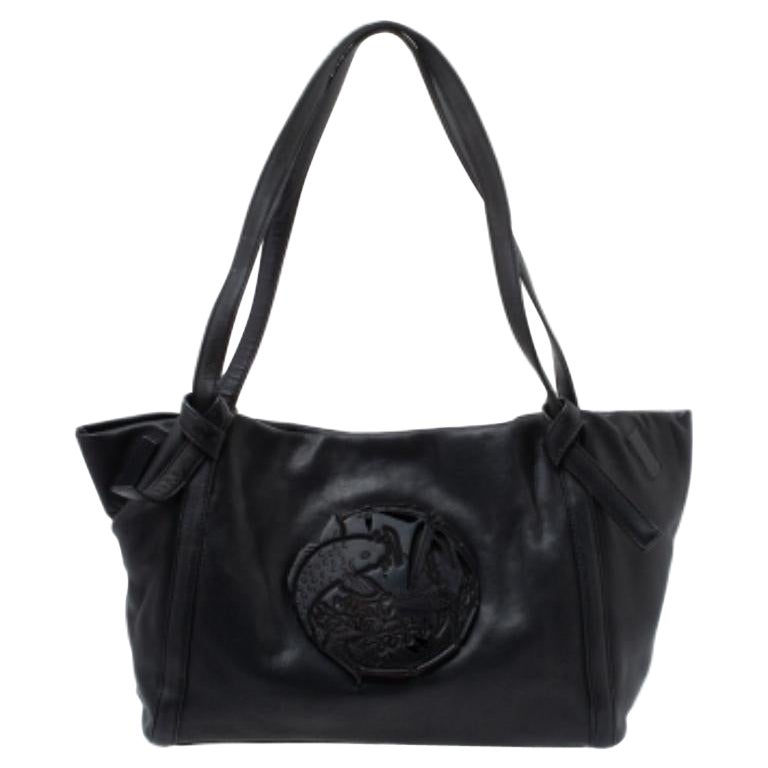 Kenzo Black Leather Koi Fish Tote For Sale