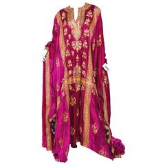 Phenomenal Trained Silk Caftan With Elaborate Metal Embroidery Kaftan 11