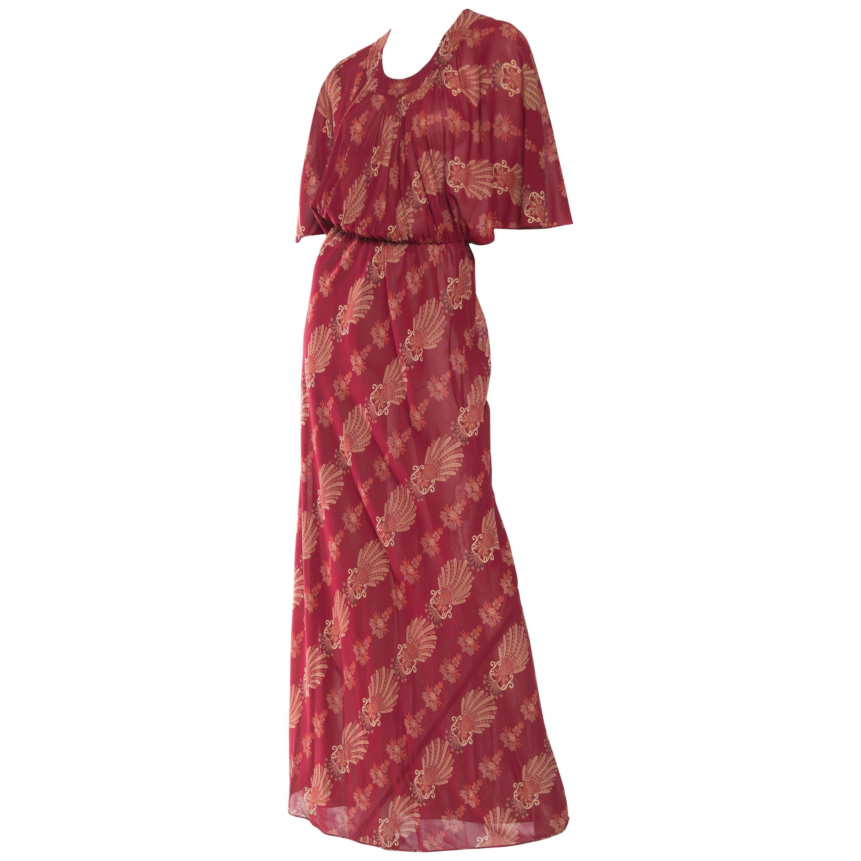 1970s Italian Silk Chiffon Boho Dress