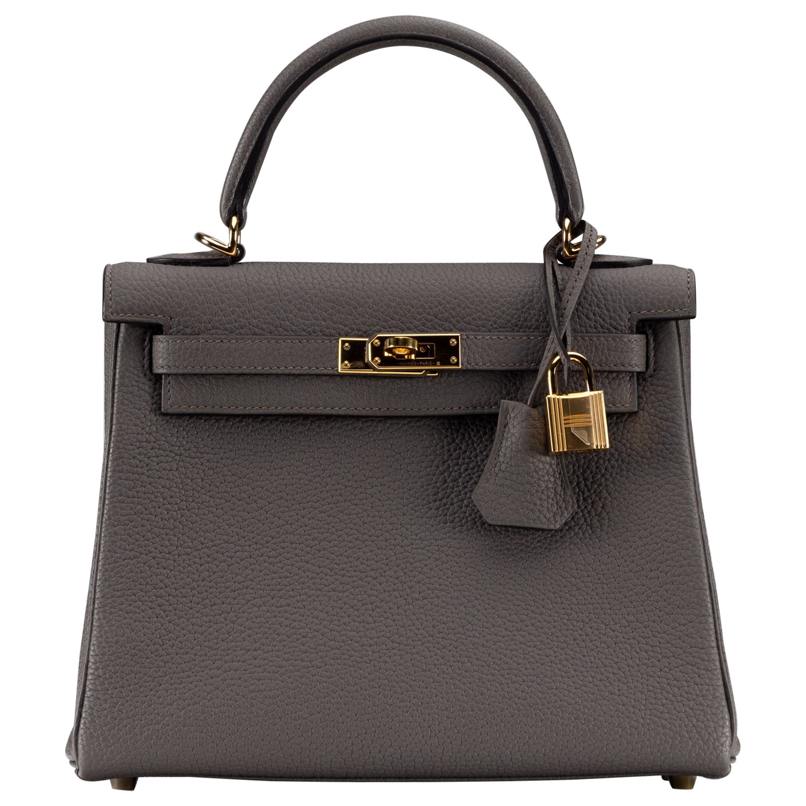 Hermès Kelly 25 Retourne Togo Gris Etain Full-Set