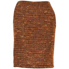 Chanel Autumn 1998 Brown Multicolor Wool Tweed Skirt SZ 36