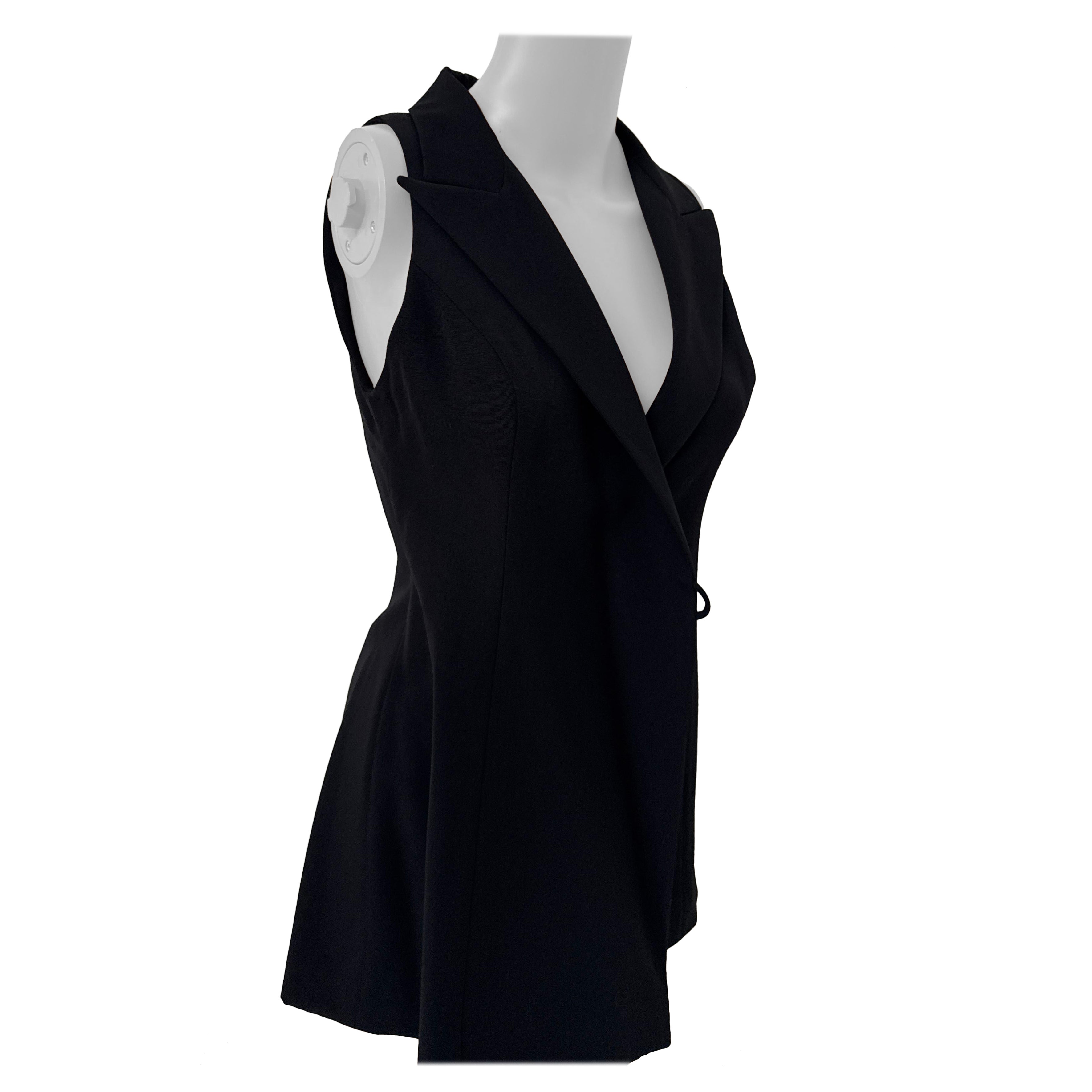 Elegant Black Wrap Vest by Plein Sud