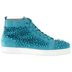 Used Christian Louboutin Sneakers Turquoise Louis Pik Pik Flat Suede 43.5 / 10.5 mint