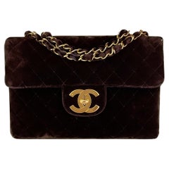 Rare Vintage 1995 Chanel Velvet Maxi Jumbo Flap Bag