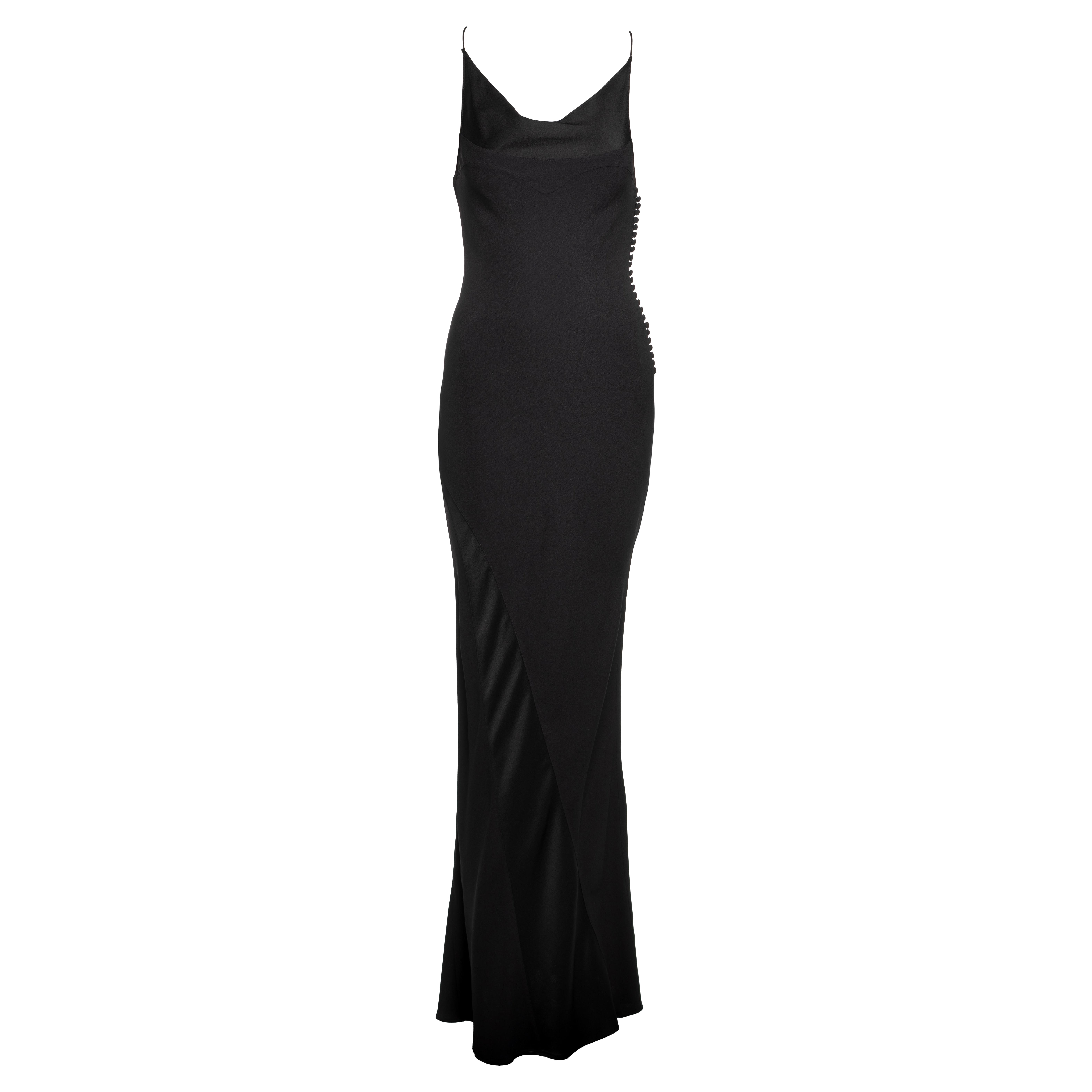 Christian Dior by John Galliano Black Black Bias-Cut Satin-Backed Crepe Dress, 2007 en vente