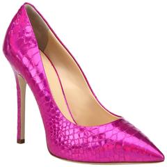 Giuseppe Zanotti NEW & SOLD Textured Snake Leather Hot Pink Pumps Heels in Box