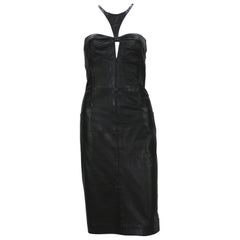 Tom Ford for Gucci 2004 Collection Black Leather Cocktail Dress It. 44 - US 8