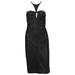 Tom Ford for Gucci 2004 Collection Black Leather Cocktail Dress 8