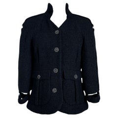 Chanel Rare Natalia Vodianova Style Black Tweed Jacket 38 FR