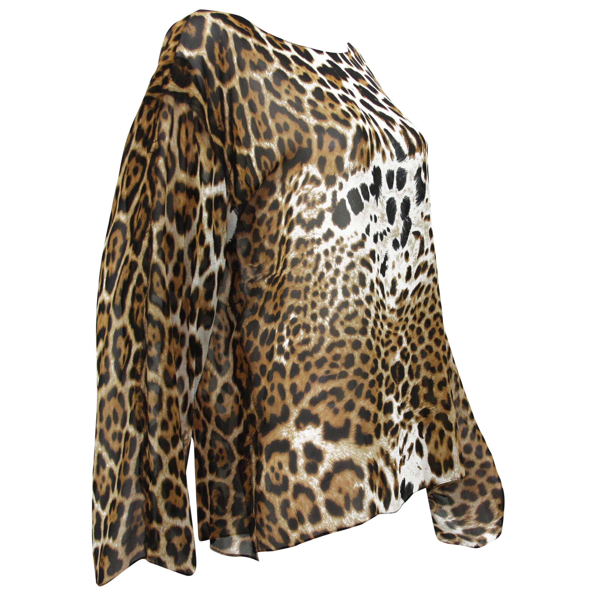 Tom Ford for Yves Saint Laurent S/S 2002 Safari Collection Silk Blouse Fr. 38- 6 For Sale