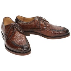 Nouveau $4000 Gucci Millennium Mens Shaded Crocodile Oxford Brown Shoes US 7.5 It 41