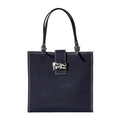 Fendi Tote Square MM Denim Blu Borsa spalla