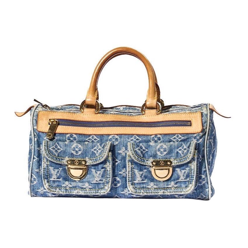 Louis Vuitton Neo Speedy 30 Denim Monogram Azzurro Borsa a mano en vente