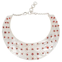 Biche de Bere Paris Silverplate and Ruby Glass Collar Necklace