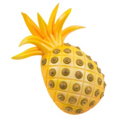 Isabel Canovas Pineapple Carved Acrylic Lucite Brooch with Gilded Studs