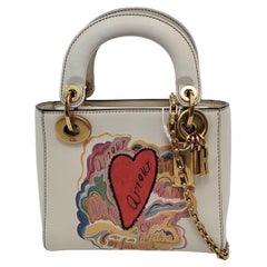 Lady Dior Mini 2018 x Niki De Saint Phalle Dioramour White Calfskin leather Gold