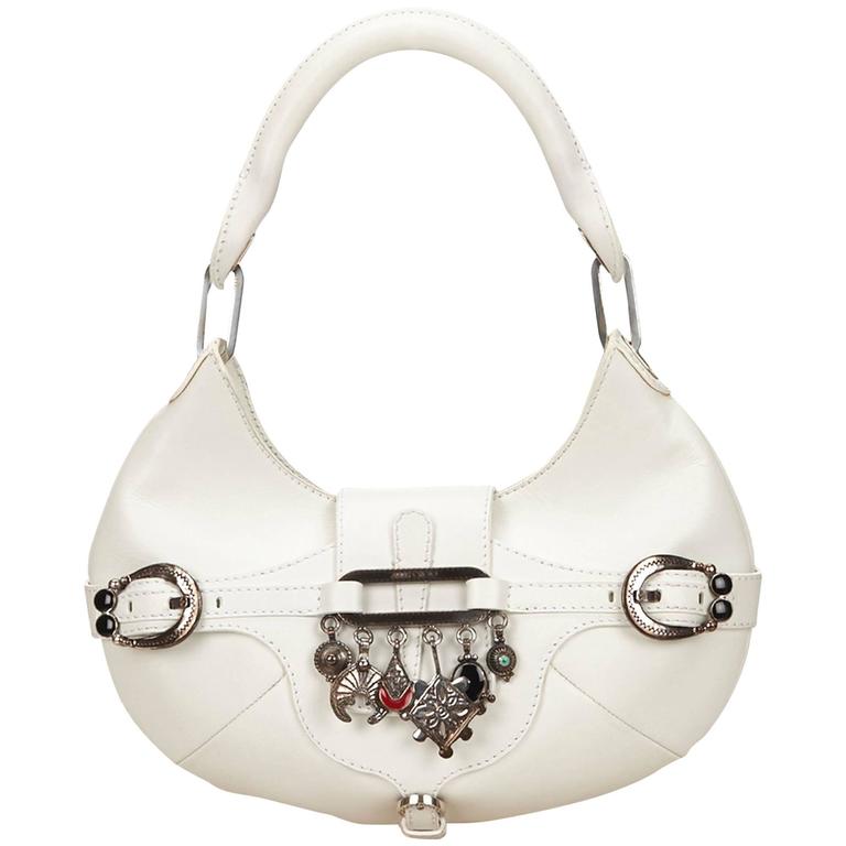 Jimmy Choo White Leather Charm Handbag For Sale at 1stdibs