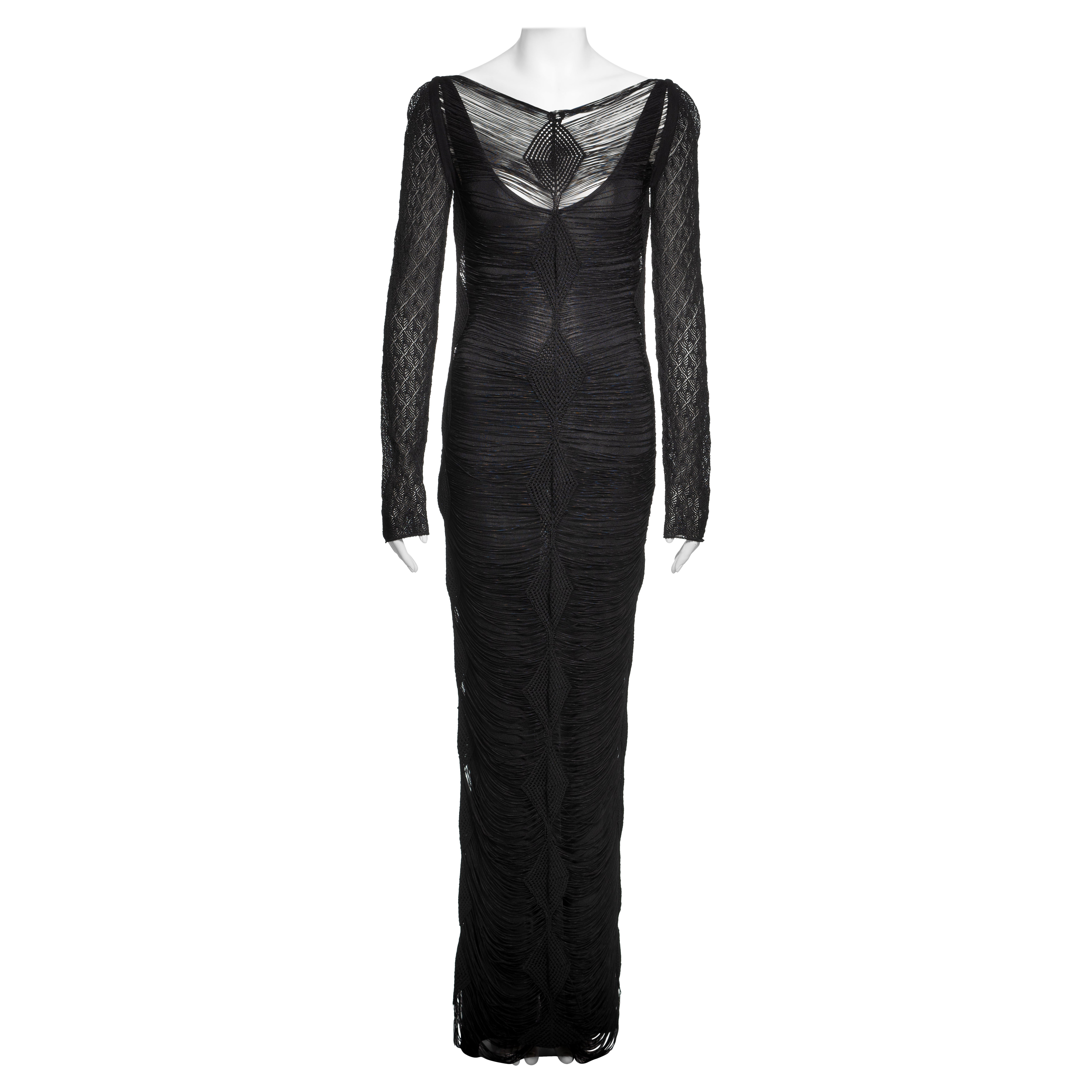 Christian Galliano for Christian Dior, vestito da sera in maglia di viscosa traforata, SS 1999 in vendita