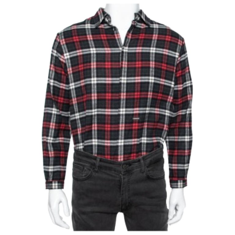 Dsquared2 Red & Grey Cotton Checked Flannel Shirt XS For Sale