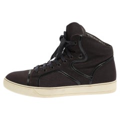 Lanvin Burgundy Nylon High Top Sneakers Size 43