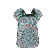Etro Green Paisley Printed Silk Cowl Neck Top L