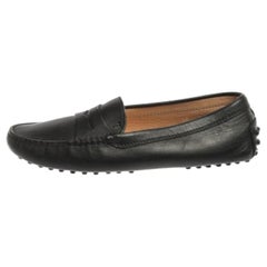 Tod's Black Leather Penny Loafers Size 36
