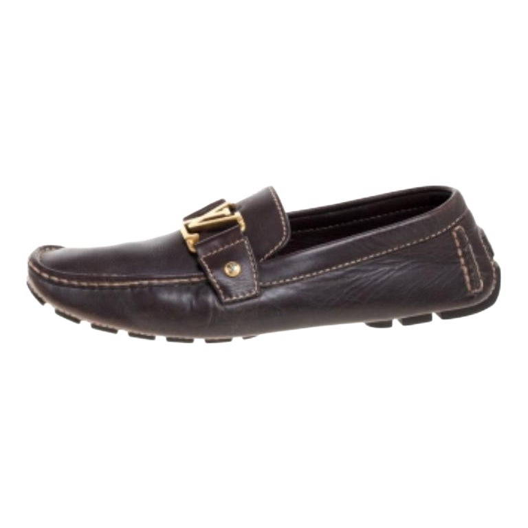 Louis Vuitton Mocassins Monte Carlo en cuir Brown Taille 41.5 en vente