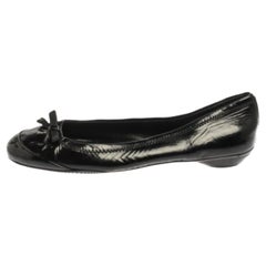 Prada Black Patent Leather Bow Ballet Flats Size 36.5