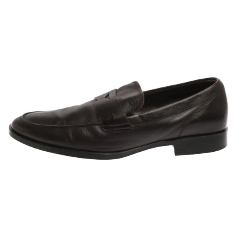 Tod's Dark Brown Leather Penny Loafers Size 40 For Sale