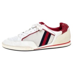 Gucci White Web Leather and Mesh Tennis 83 Lace Up Sneakers Size 45