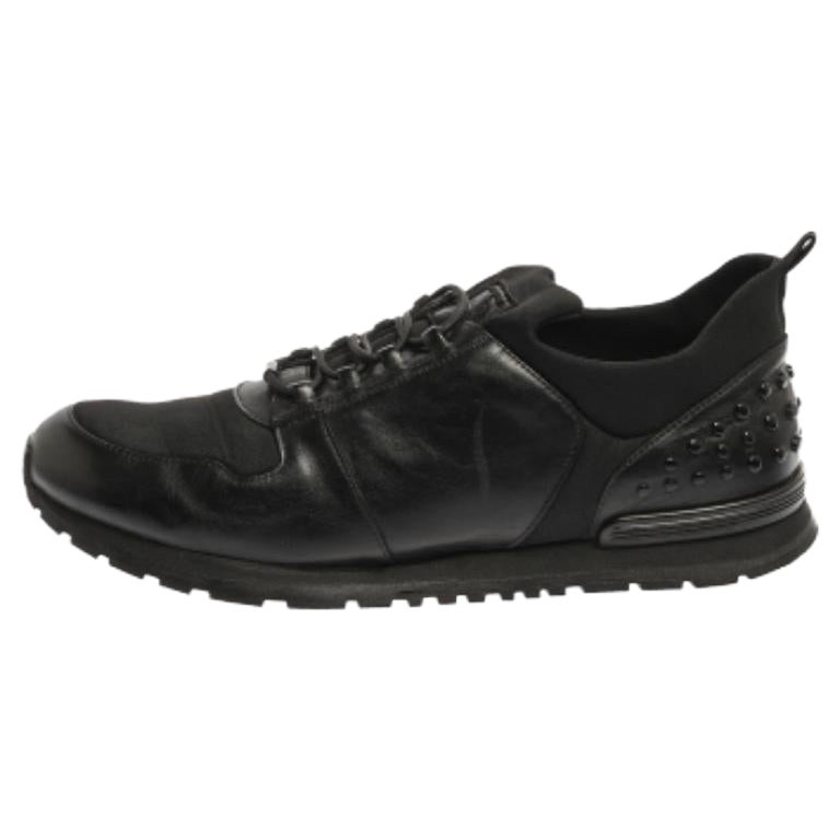 Tod's Black Leather and Nylon Lace Sneakers Size 47 For Sale