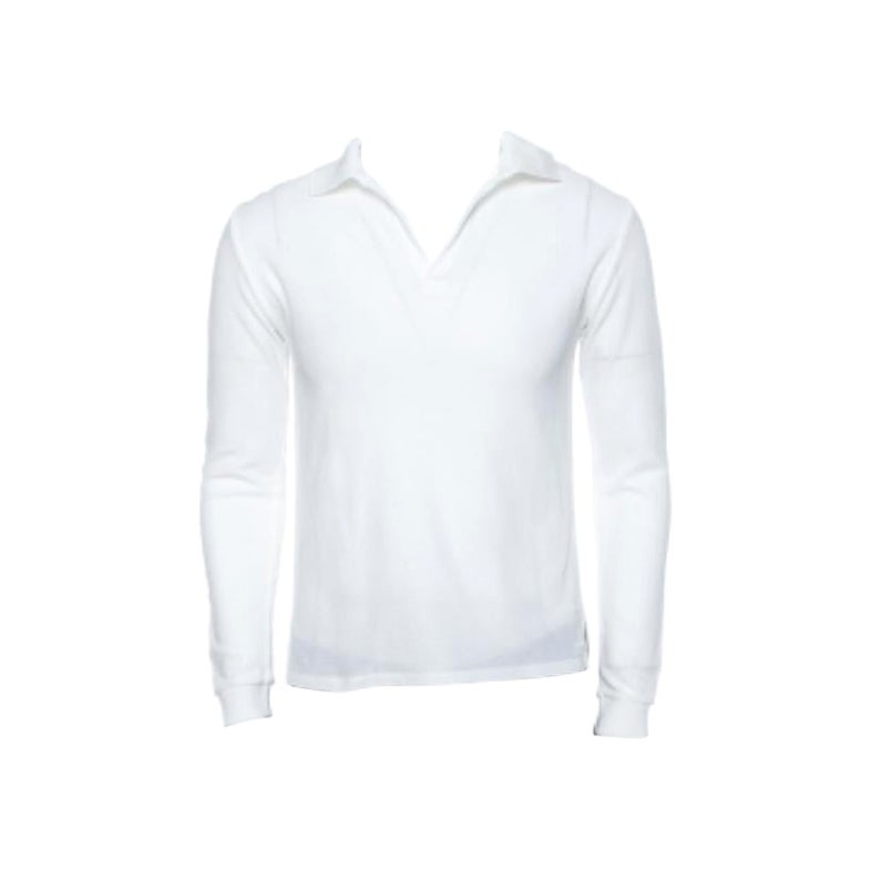 Yves Saint Laurent White Cotton Long Sleeve Polo T-Shirt XL For Sale