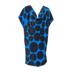 Gucci Black & Blue Dot Print Silk Draped Mini Dress M
