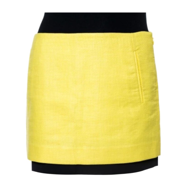 Diane Von Furstenberg Yellow Coated Raffia Elley Mini Skirt S For Sale