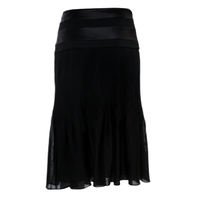 Giorgio Armani Black Nylon Blend Jersey Flared Skirt L For Sale