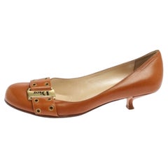 Dior Brown Leather Grommet Buckle Toe Pumps Size 38.5