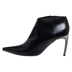 Sergio Rossi Black Leather Pointed Toe Ankle Booties Size 39.5