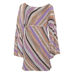 M Missoni Multicolor Perforated Knit Long Sleeve Dress M