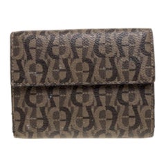 Aigner Brown Signature Coated Canvas French Wallet