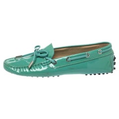Tod's Pale Green Patent Leather  New Gommini Loafers Size 36.5