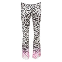 Roberto Cavalli Brown/Pink Ombre Animal Print Cotton Flare Leg Jeans S