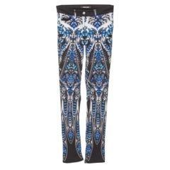 Roberto Cavalli Blue Cotton Printed Flared Bottom Jeans S