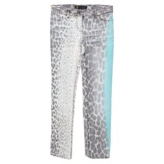 Just Cavalli Brown/Green Animal Print Light Wash Flared Bottom Jeans S