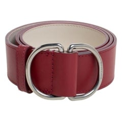 Burberry Wine Red/Ivory Leather Double D Ring Reversible Belt S
