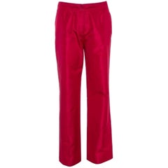 Etro Red Silk Straight Leg Trousers L