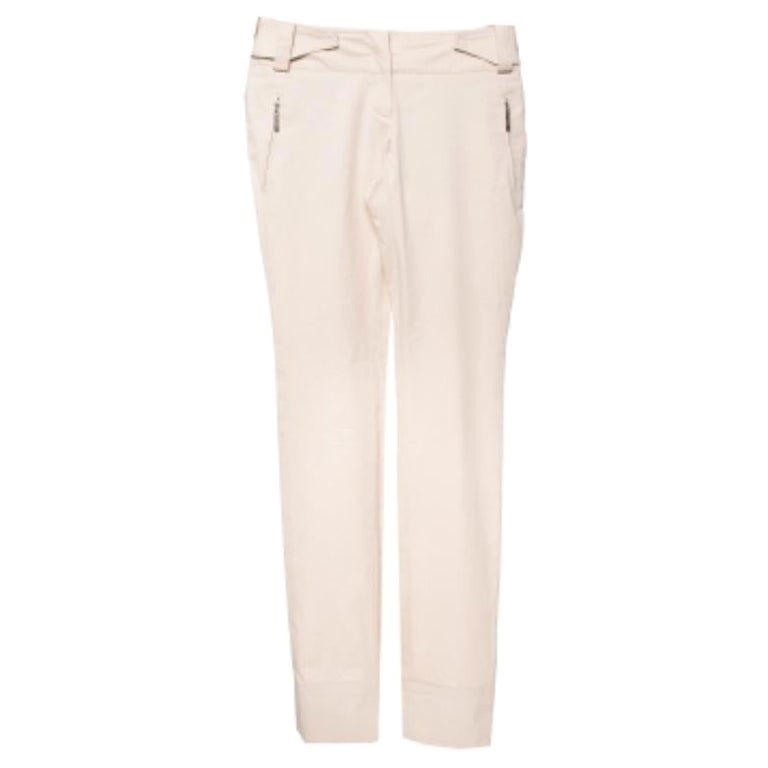 Dior Boutique Beige Cotton Cuffed Hem Pants S For Sale