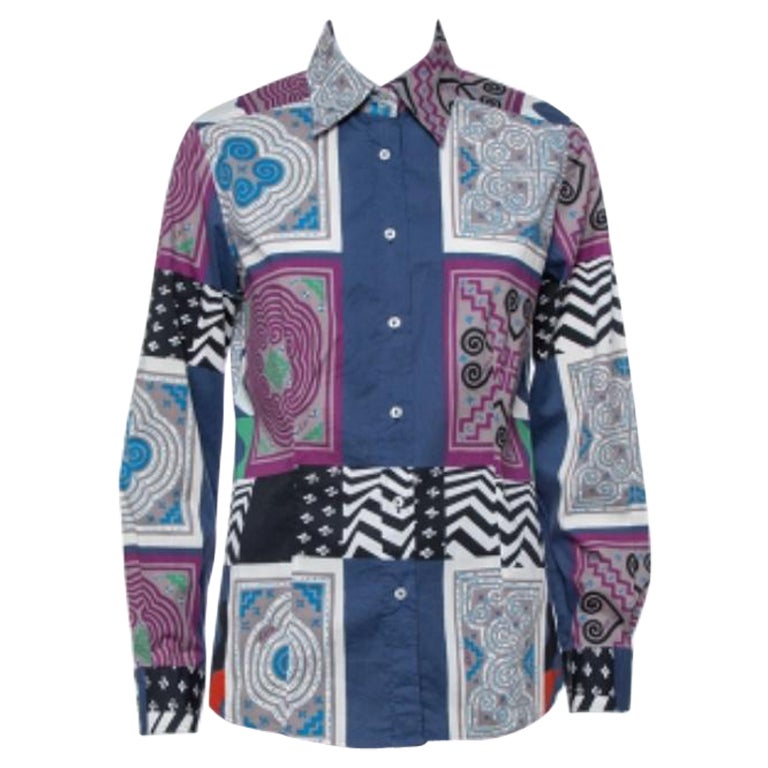 Etro Multicolor Patchwork Print Cotton Button Front Shirt L For Sale
