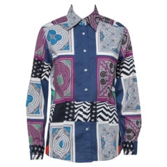 Etro Multicolor Patchwork Print Cotton Button Front Shirt L