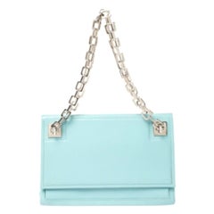 Bally Blue Leather Chain Shoulder Bag
