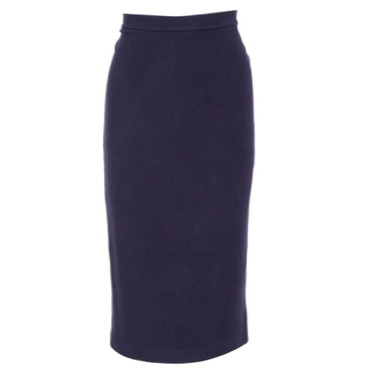 Emporio Armani Navy Blue Knit Pencil Skirt M For Sale